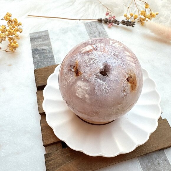Gorgeous Pink Amethyst with Flower Agate Sphere - Picture 7 of 9